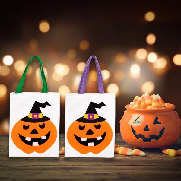 

gift wrap pumpkin lantern canvas tote bag women large shopper carry pouch halloween gifts theme party hanging wall bunting happy