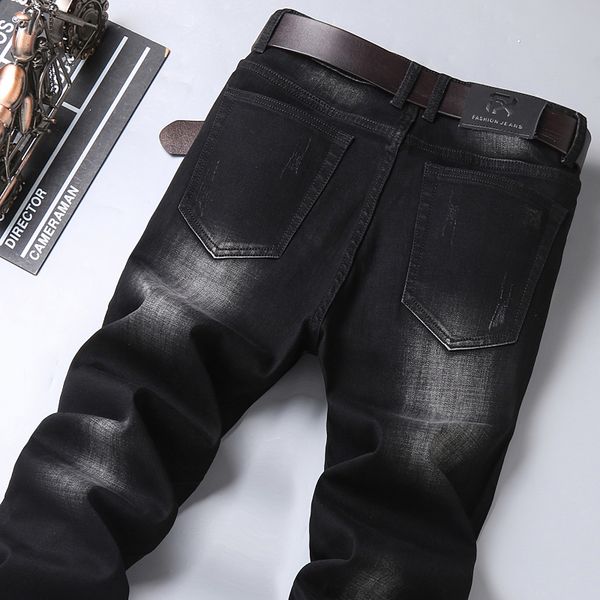 

2020 new autumn men's black vintage slim jeans classic style fashion cotton stretch regular fit denim pants male brand trousers, Blue