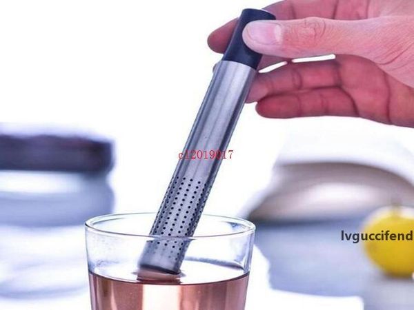 

50pcs tea strainer stick stainless steel pipe design mesh tea filter portable tea infuser teaware