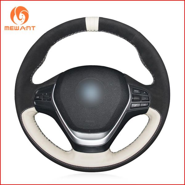 

mewant beige genuine leather black suede steering wheel cover for f20 2012-2020 f45 2014-2020 f30 f31 f34 2013-2020 f32 f33
