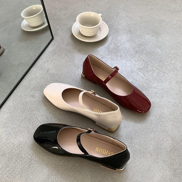 

square toe retro woman shoes autumn shallow mouth casual female sneakers shose women 2020 fashion women's fall summer new dress, Black