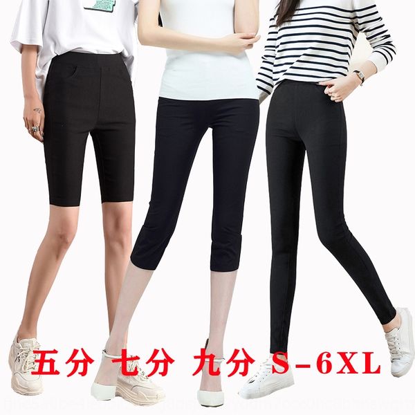 

new shorts nv zhong ku slim fit outer \\cropped l tight tight cropped pants leggings pencil pants women's leggings light, Black