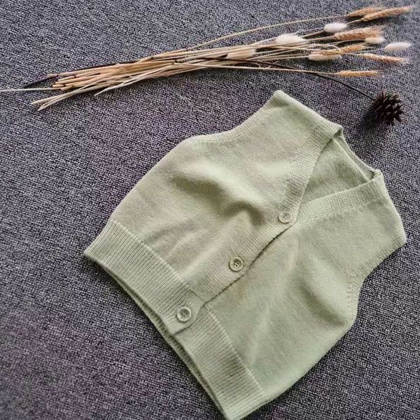 

nkaeu korean style knitted waistcoat autumn children's sweater medium and large children's cardigan v-neck pullover vest pullover, Blue