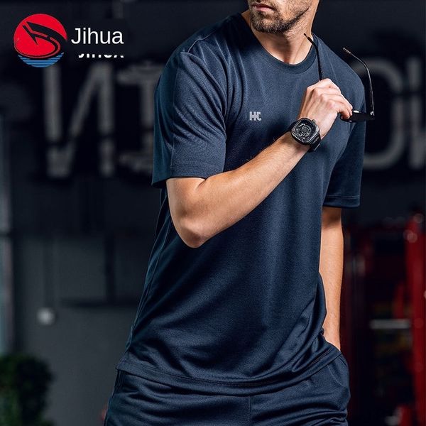 

auux1 jihua физической подготовка костюма одежды быстросохнущей t-рубашки мужской быстрого высыхания одежды свободного  спортивной футболка, Gray;blue