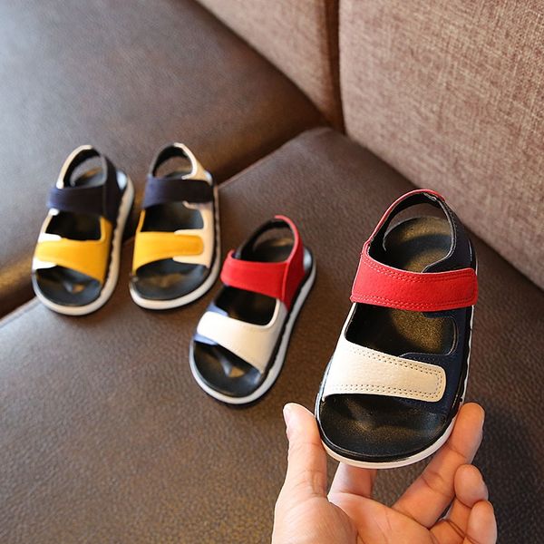 

feccl 2020 new korean style boys' magic sticker magic children's sandals children's shoes anti-slip soft bottom sandals 1-2-3, Black;red