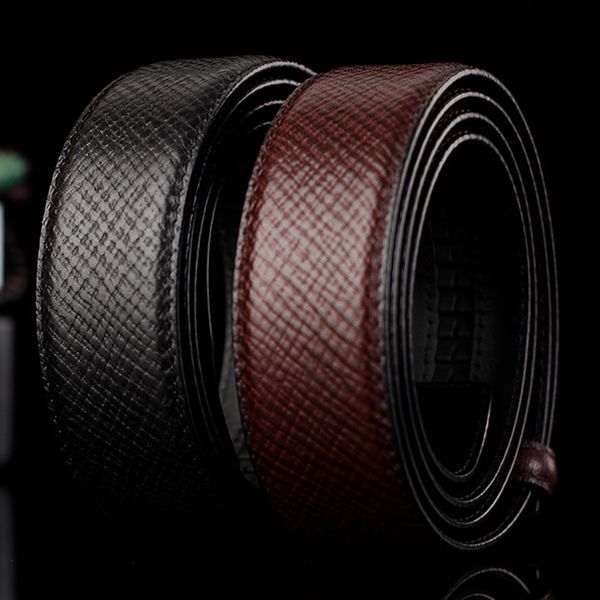 

headless male genuine leather without head automatic buckle head layer pure cowhide belt body youth belt strip, Black;brown