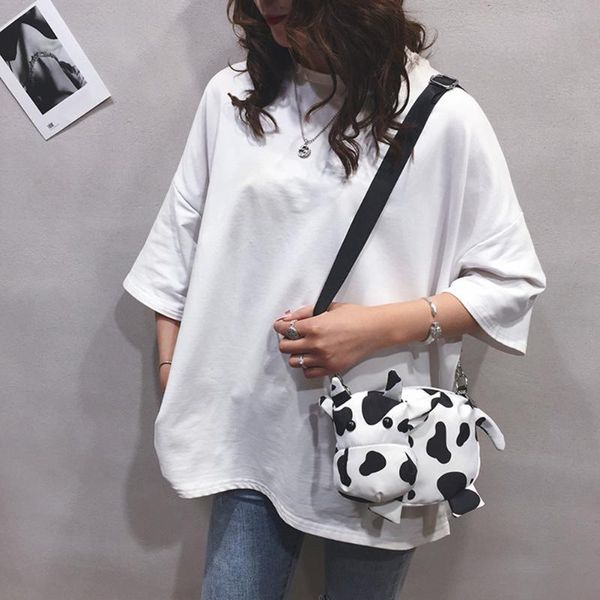 

women oxford cloth casual crossbody bag cow print lady doll purse shoulder pouch youth ladies simple versatile bag