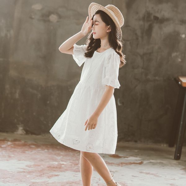

new 2020 summer kids dresses for girl cotton white children clothes embroidery flower baby princess dress with lining cute,#5204, Red;yellow