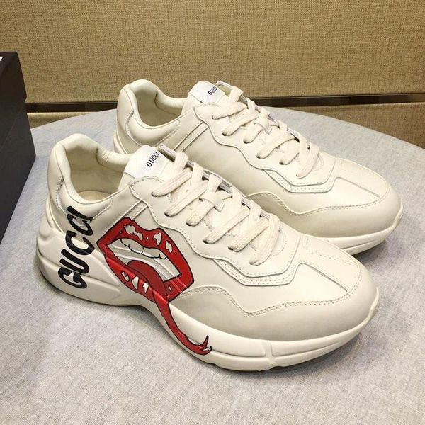 

new arrival womens shoes sneakers luxury fashion type rhyton sneaker leather big size chaussures de femme fast ship sports women shoes, Black