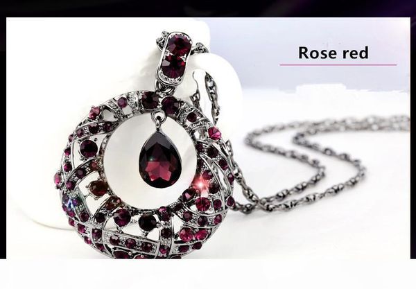 

y new fashion high quanlity crystal sweater women pendant necklace long drop necklace party dress jewelry gift, Silver