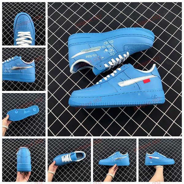 

xshfbcl 2020 designer mens fashion basketball shoes men mca air 1 blue loafers platform outdoor running sneakers trainers, Black