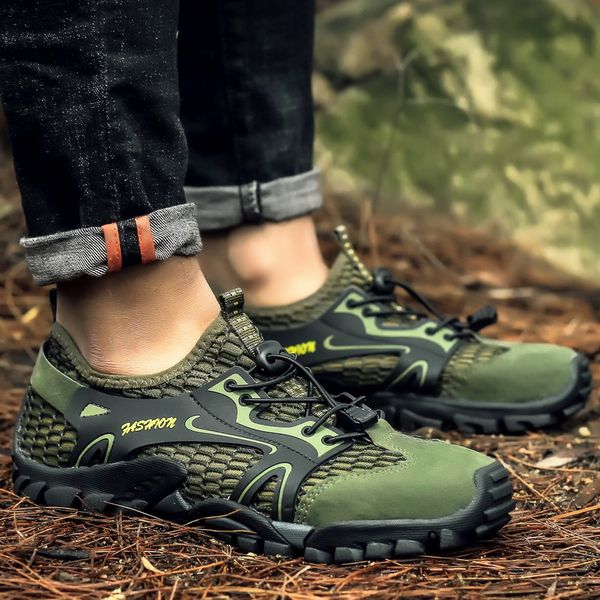 

sooneeya summer outdoor sneakers breathable mesh shoes men slip on hasp water beach shoes trainers anti-slip green big size 50, Black