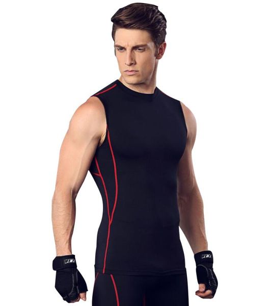 

running jerseys quick drying stretch compression fitness men's sports gym tank vest sleeveless t-shirt basketball men, Black;blue