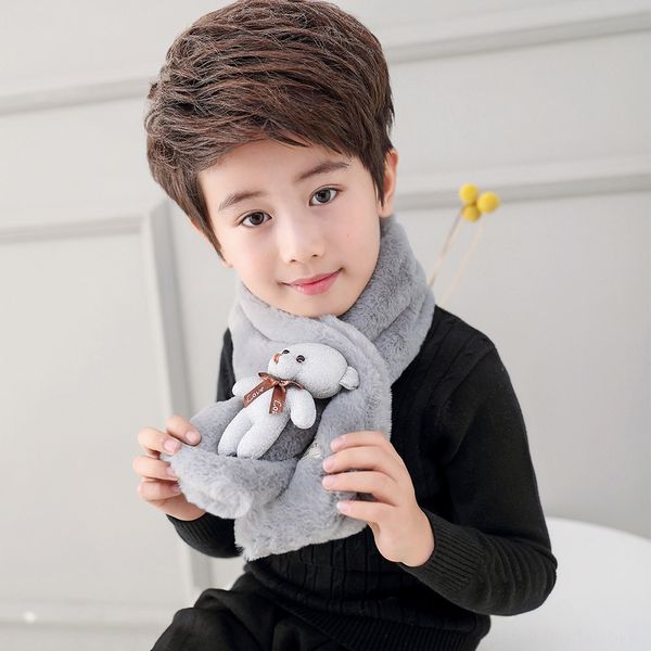 

cute love bear cartoon children's new outdoor warm warm scarfscarf soft baby scarf korean style small shawl, Red;brown