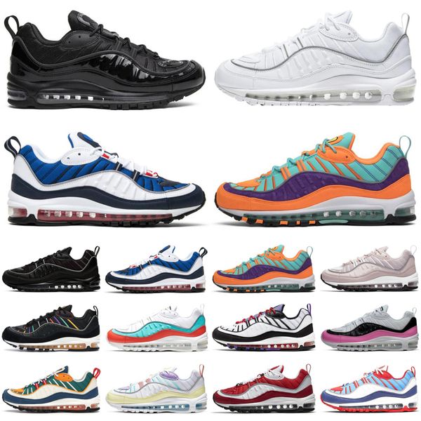 

nike air max airmax 98 98s мужчины женщины кроссовки тройной черный белый серебряный конус открытый мужские женские тренажёры спорт кроссовк