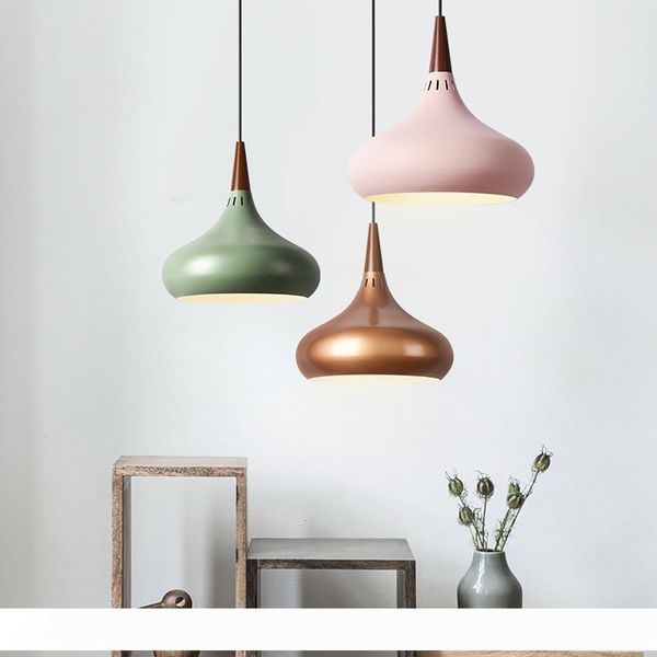 

new e27 nordic macaron modern minimalist chandelier, single round round golden restaurant chandelier, creative personality
