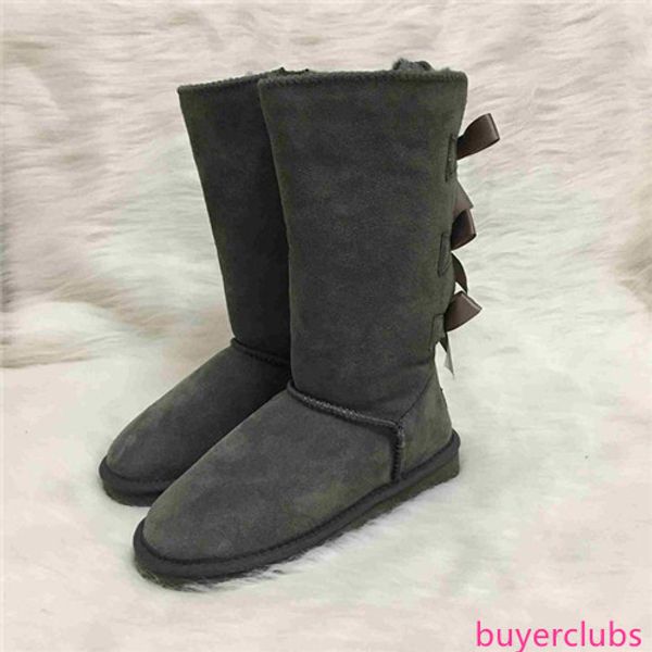 

designer boots australian style women snow boots 3-bow back waterproof 100% cow suede leather knee-high winter boots brand ivg, Black;green