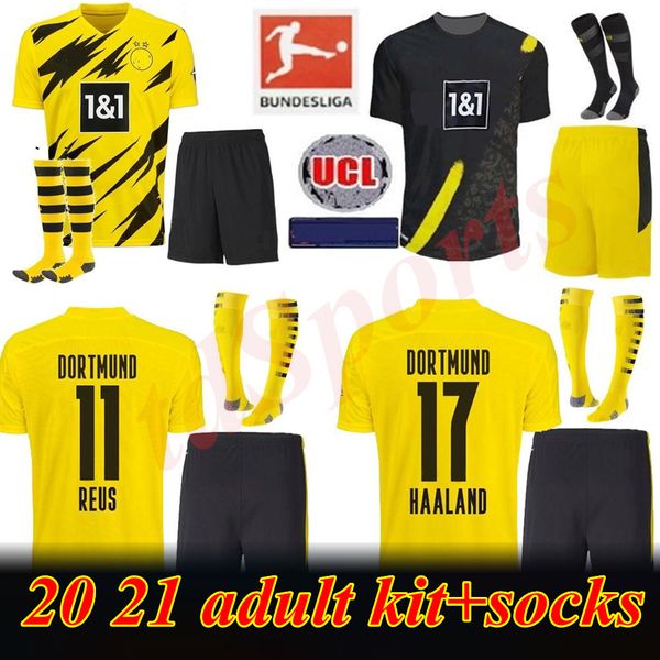 

2020 2021 borussia dortmund soccer jersey men kit football 20 21 maillots de football reus sancho haaland hazard football shirts, Black
