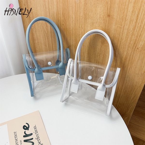 

new fashion pvc beach handbags ladies women's waterproof transparent tote purse female summer jelly crossbody bags messenger