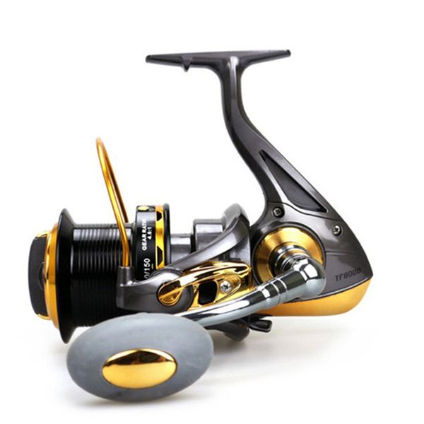 

yumoshi tf large size fishing reel 13bb 4.1:1 distant wheel metal cnc rocker spinning reel for saltwater sea fishing