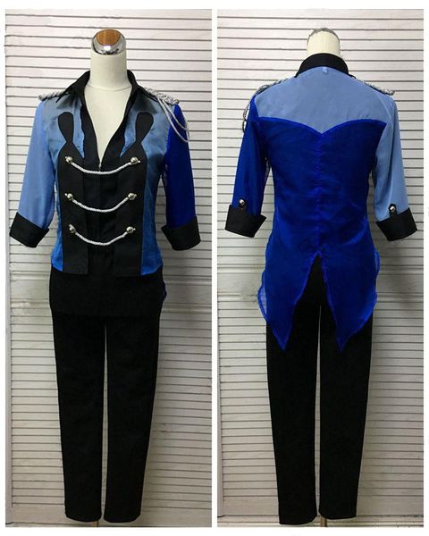 

yuri on ice katsuki yuri blue performance sportswear cosplay halloween cosplay costume full suit coat shirt pants glove, Black;red