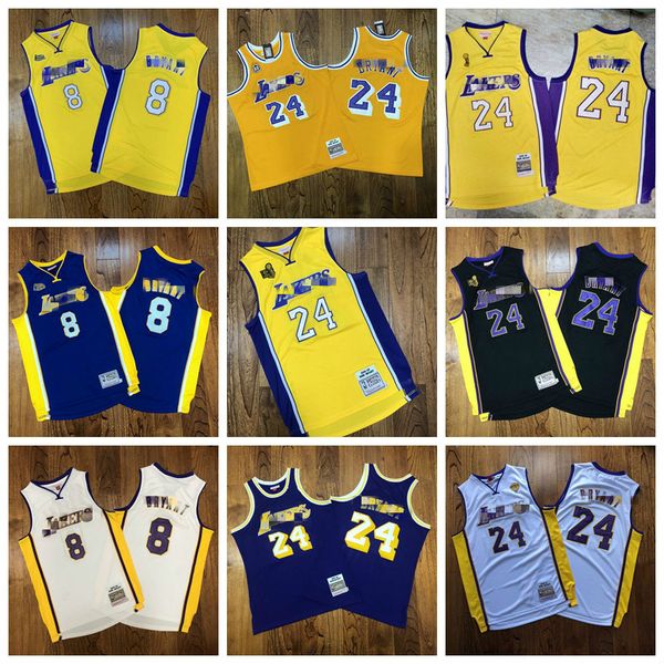 

2020 новый аутентичные mitchell ness лос-анджелес лейкерс кобе bryant шестидесятый 8 24 swingman баскетбольное, Black;red
