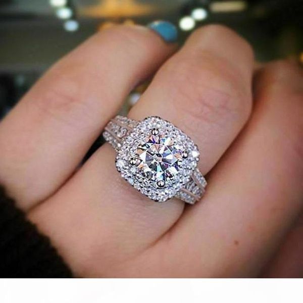 

2020 новых женщины обручальных колец мода серебро квадратного gemstone кольцо обручального ювелирные изделия имитация бриллиантовое кольцо д, Golden;silver