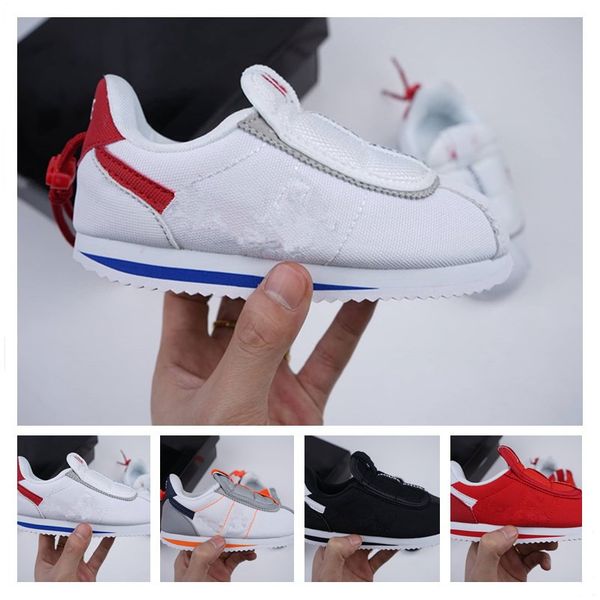 

classic cortez basic hook & loop casual shoes fashion kids black white red skateboarding baby sneakers av2950-003 size 22-35 02