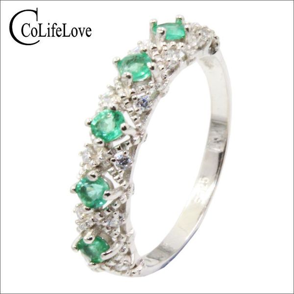 

Baroque Style Silver Emerald Ring for Party 5 Pcs 2.5 Mm VS Grade Emerald Silver Ring Pure 925 Silver Emerald Wedding Jewelry