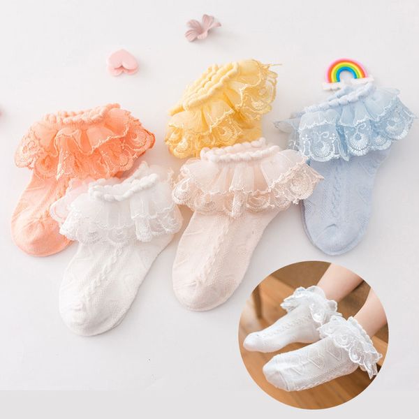 

socks lovely lace flower baby summer mesh girl candy color princess kids sock born infant anti slip 1-3y, Pink;yellow