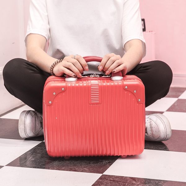 

ruywn 14-inch mini case personalized fashion travel mother and cosmetic bag daughter case female student portable small cosmetic bag scratch, White