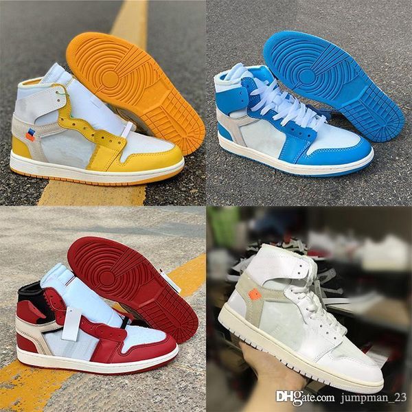 

new high og 1 canary yellow unc power blue white chicago red mens basketball shoes men women 1s desinger sneakers trainers 36-46, Black