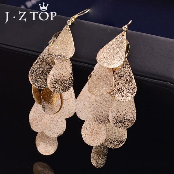

dangle & chandelier jzvintage metal sequin tassel earrings woman simple water drop fish scale geometric long earring statement jewelry, Silver