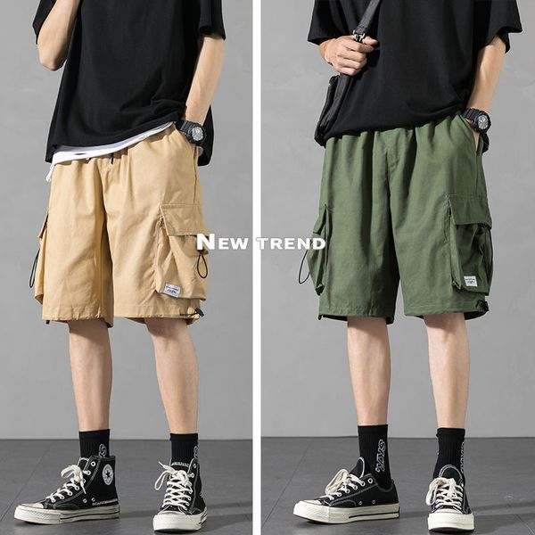 

men's shorts men cargo 2021 solid color oversized short pants streetwear man casual plus size 5xl, White;black