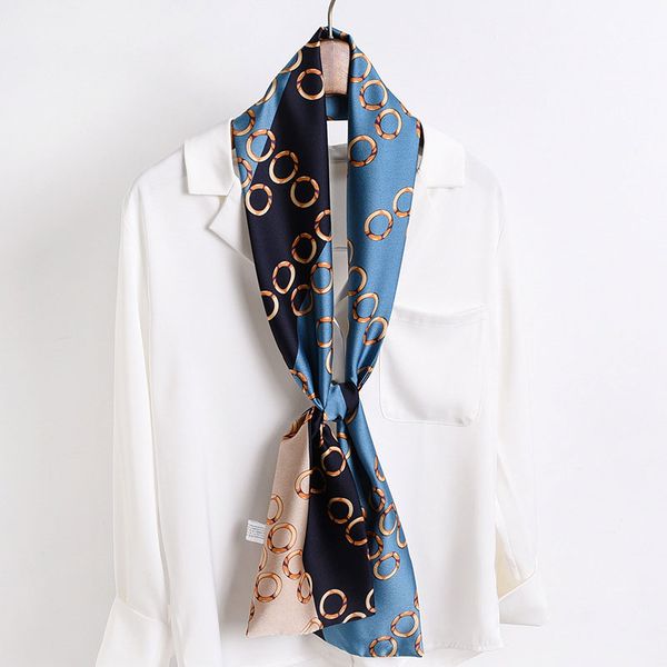 

2020 silk scarves women foulard head hijab small scarf ladies chiffon shawl wrap muffler pareo bandanna female ing, Blue;gray