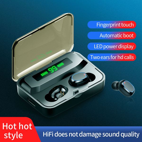 

tws bluetooth wireless headphones 8d surround touch control waterproof headsets led power display earphones 1200mah charging bin