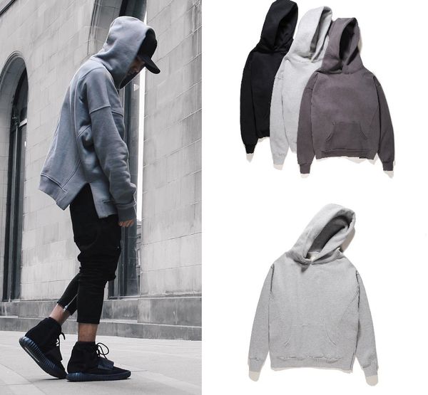 

2020 new fashion designer mens designer hoodies bottom spilt ribbed long sleeve fleece hoodie fashion solid fog sweatshirt, Black