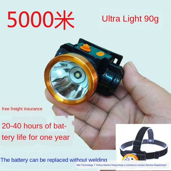 

d8jpn led battery strong charging super bright headlight head-mounted outdoor lighting miners night fishing yellow light replaceable battery