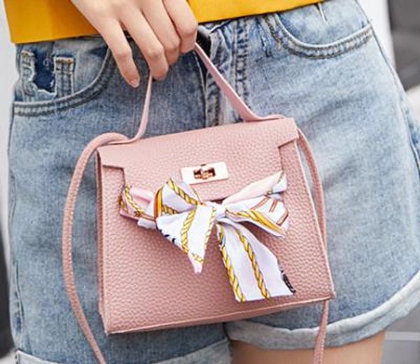 

designer women's bag litchi scarf handbag 2020 new one shoulder bow crossbody handbag