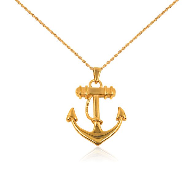 

men gold plated stainless steel jewelry explore boat anchor pendant buccaneer necklace cross pendant necklace for men jewelry making, Silver