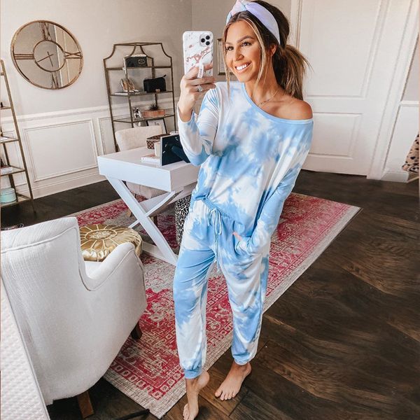 

summer tie dye lounge wear two piece pants set women tracksuit streetwear dresy damskie oversized european clothing conjunto, White