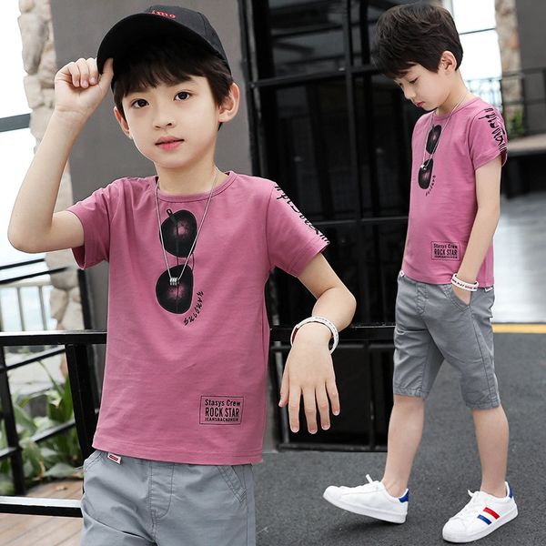 

wear 2020 new boys' casual eyes fashion suit large children's summer two-piece suit children's short sleeve summer wear