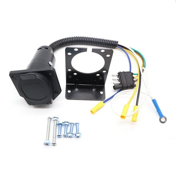 

caravan trailer plug, 4-to-7-pin, with bracket,ua1427k, 7-pin rv power adapter, tail light signal lamp synchronous display