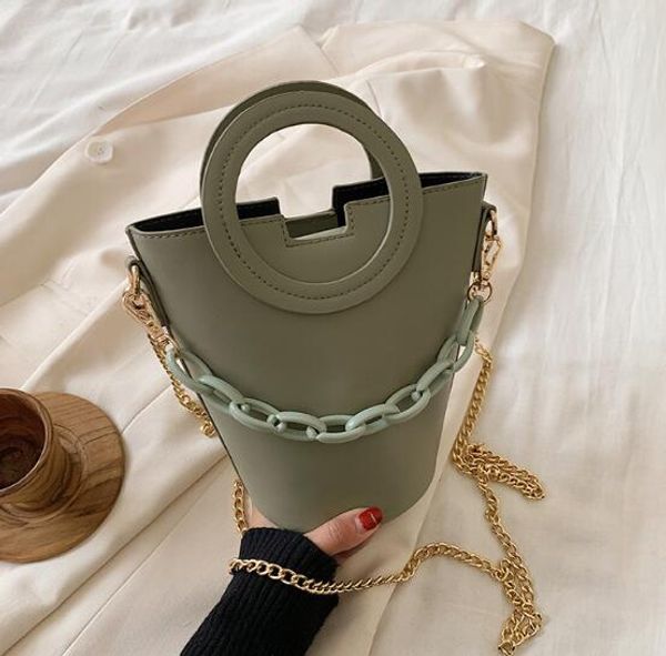 

Women Bucket Bag Plain Handbag High Quality Ladu Beach Bag Shoulder Bags Chain Totos