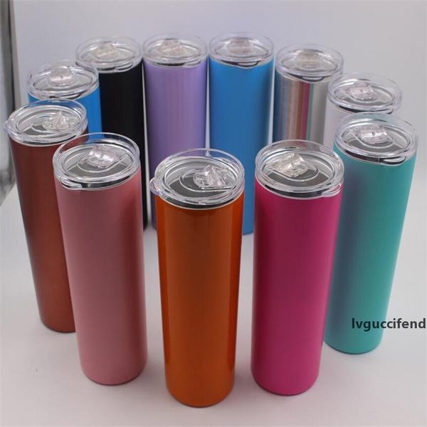 

20oz stainless steel skinny tumbler vacuum insulated straight cup beer coffee mug glasses with lids and straws st059