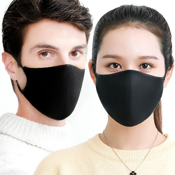 

black mask soft cotton winter breathing mask anti-dust earloop mouth face cover outdoor riding fashion solid