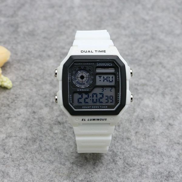 

f8set square outdoor electronic outdoor sports sports shockproof watch multi-functional waterproof luminous week calendar for boys and girls, Blue