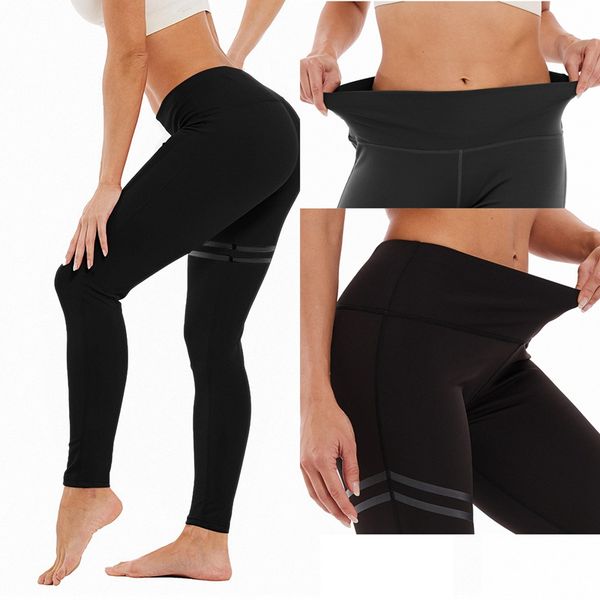 

women's striped elastic offset printed yoga pants leggings, White;red