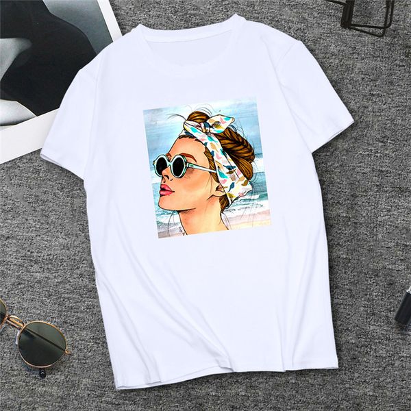 

plus size womens fashion t shirt casual vogue print streetwear short sleeve crew neck for girls 2020 summer new ing, White