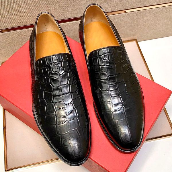 

new high-quality men's dress shoes, business formal embossed leather wedding shoes, social, suit dress shoes, with original box qwd, Black